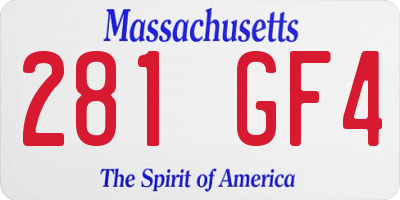 MA license plate 281GF4