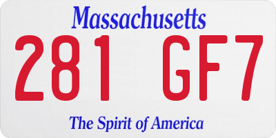 MA license plate 281GF7