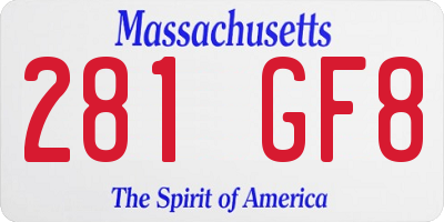MA license plate 281GF8