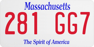 MA license plate 281GG7