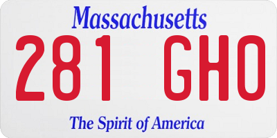 MA license plate 281GH0