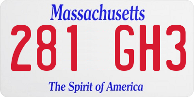 MA license plate 281GH3