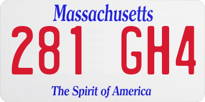 MA license plate 281GH4