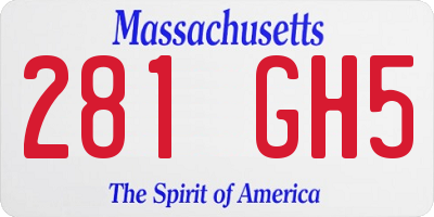 MA license plate 281GH5