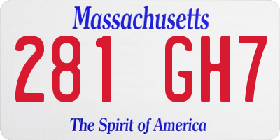 MA license plate 281GH7
