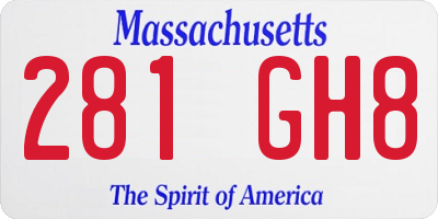 MA license plate 281GH8
