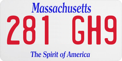 MA license plate 281GH9