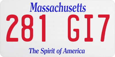 MA license plate 281GI7