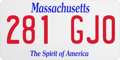 MA license plate 281GJ0