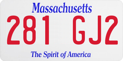 MA license plate 281GJ2