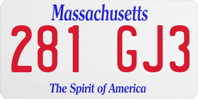 MA license plate 281GJ3