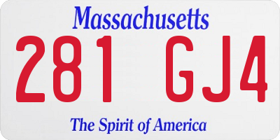 MA license plate 281GJ4