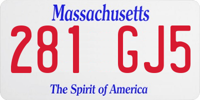 MA license plate 281GJ5