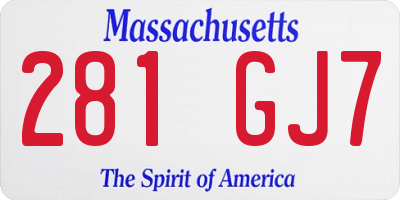 MA license plate 281GJ7