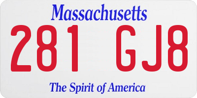 MA license plate 281GJ8