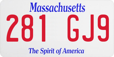 MA license plate 281GJ9