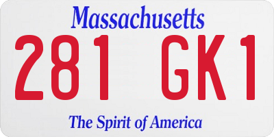 MA license plate 281GK1