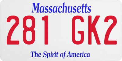MA license plate 281GK2