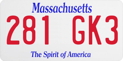 MA license plate 281GK3