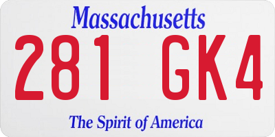 MA license plate 281GK4