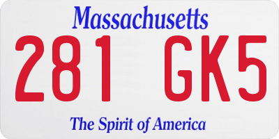MA license plate 281GK5