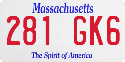 MA license plate 281GK6