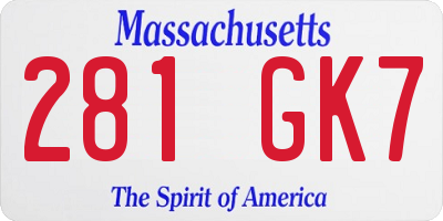 MA license plate 281GK7
