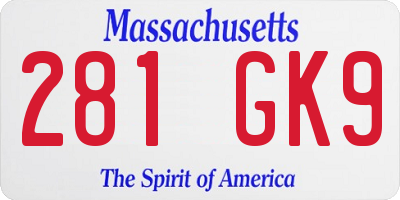 MA license plate 281GK9