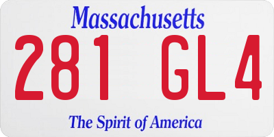 MA license plate 281GL4