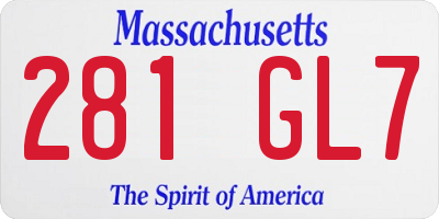 MA license plate 281GL7