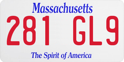 MA license plate 281GL9