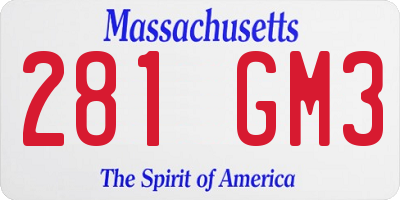 MA license plate 281GM3