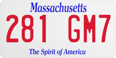 MA license plate 281GM7