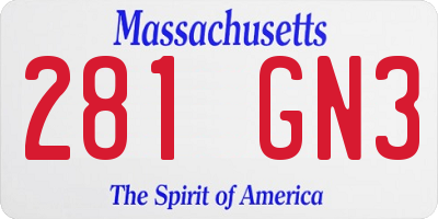 MA license plate 281GN3