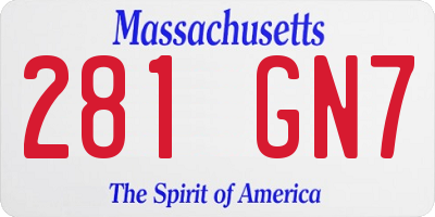 MA license plate 281GN7