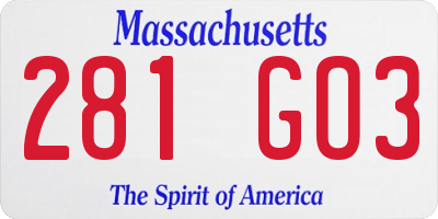 MA license plate 281GO3