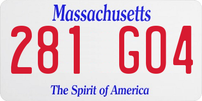 MA license plate 281GO4