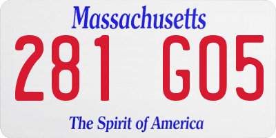 MA license plate 281GO5