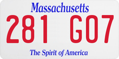 MA license plate 281GO7