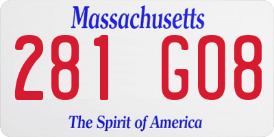 MA license plate 281GO8