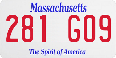 MA license plate 281GO9