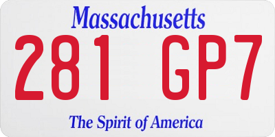 MA license plate 281GP7