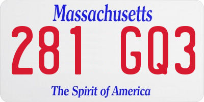 MA license plate 281GQ3