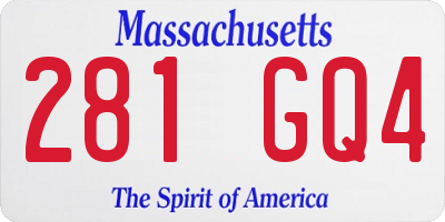 MA license plate 281GQ4