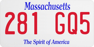 MA license plate 281GQ5