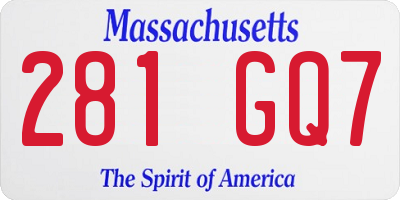 MA license plate 281GQ7