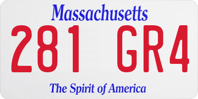 MA license plate 281GR4