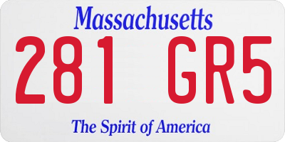 MA license plate 281GR5