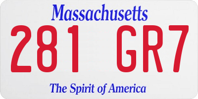MA license plate 281GR7