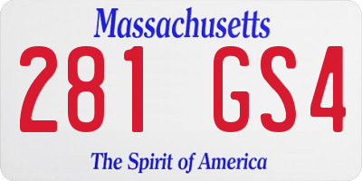 MA license plate 281GS4